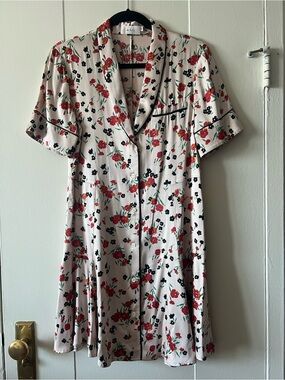 A.L.C. Floral Button-Front Dress with Red & Black Print